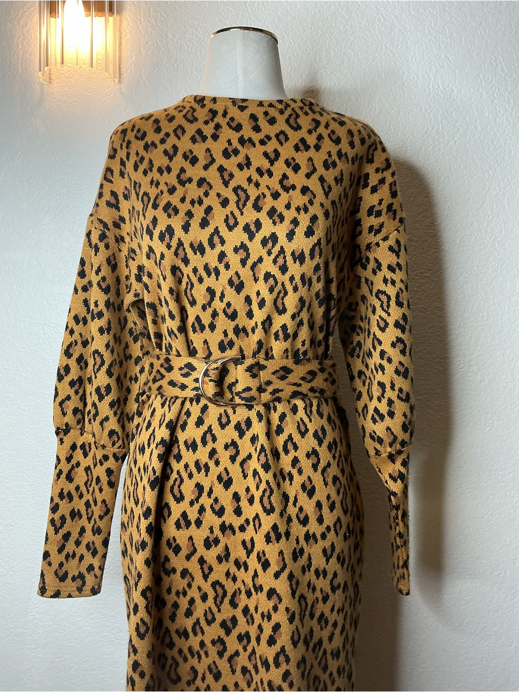 Walter Baker Leopard-Print Midi Dress In Camel And Black